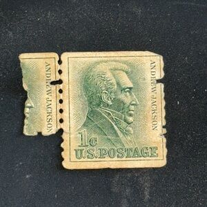 Authentic Vintage 1c U.S. Postage Andrew Jackson Stamp - Green